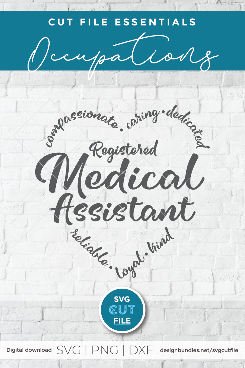 Download Registered Medical Assistant svg, RMA heart svg, svg dxf png