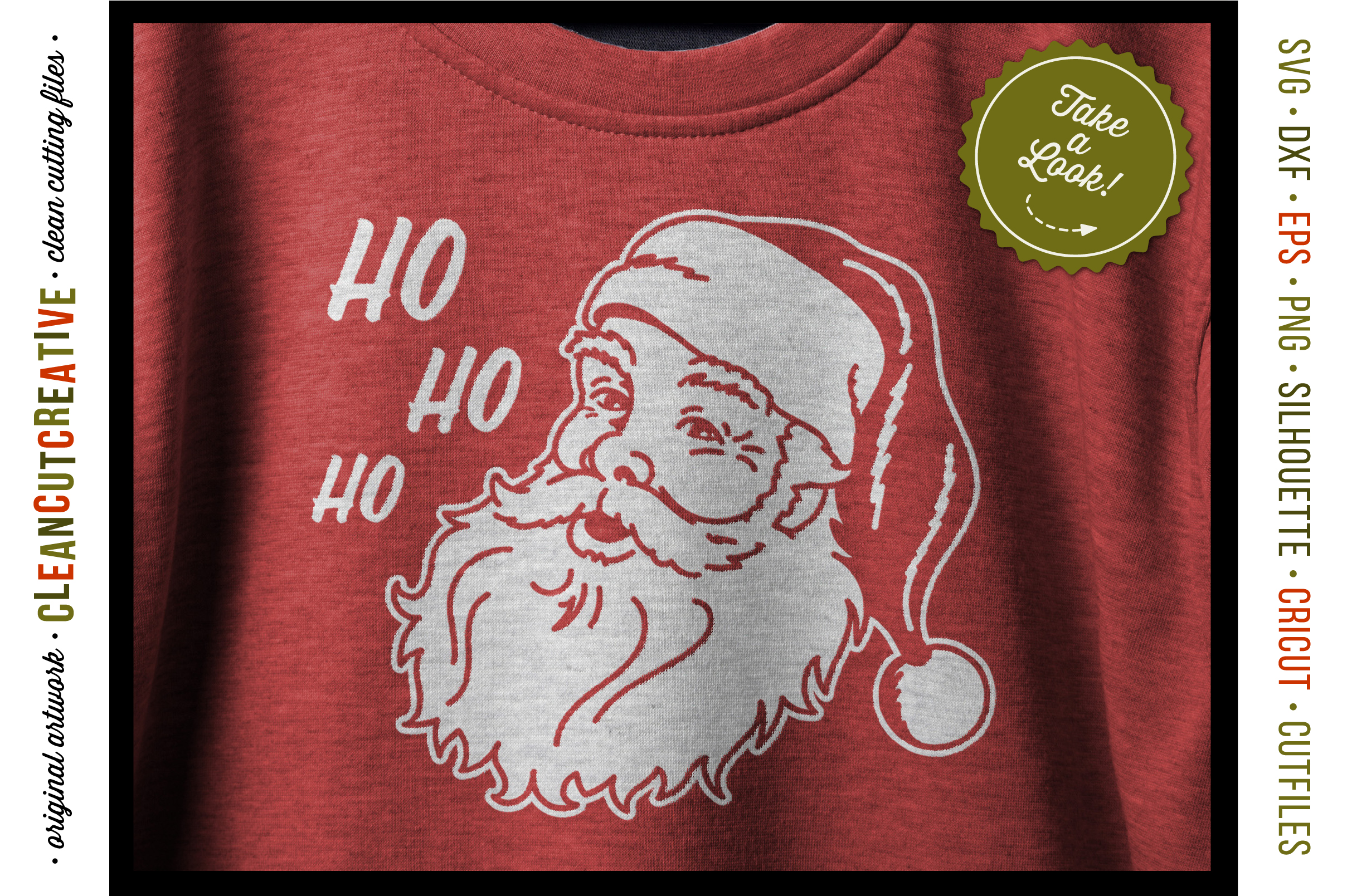 Ho Ho Ho Old School Santa Vintage Retro Santa Face Svg