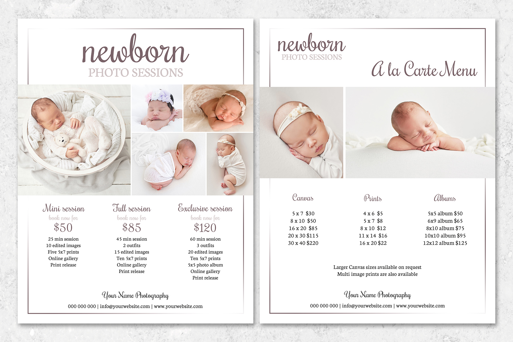 Newborn Photography Pricing Guide ~ Flyer Templates ~ Creative Market