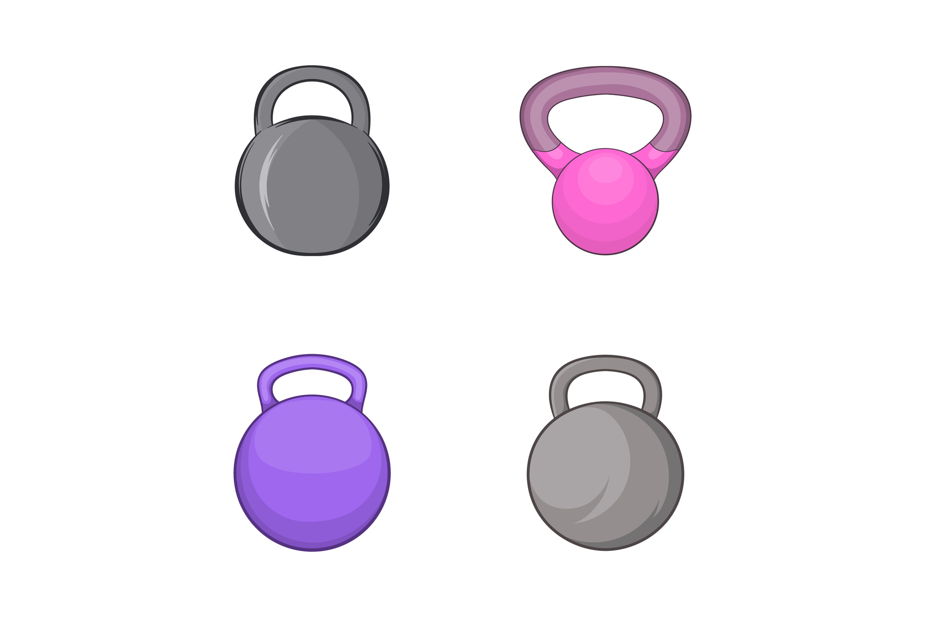 Weights icon set, cartoon style