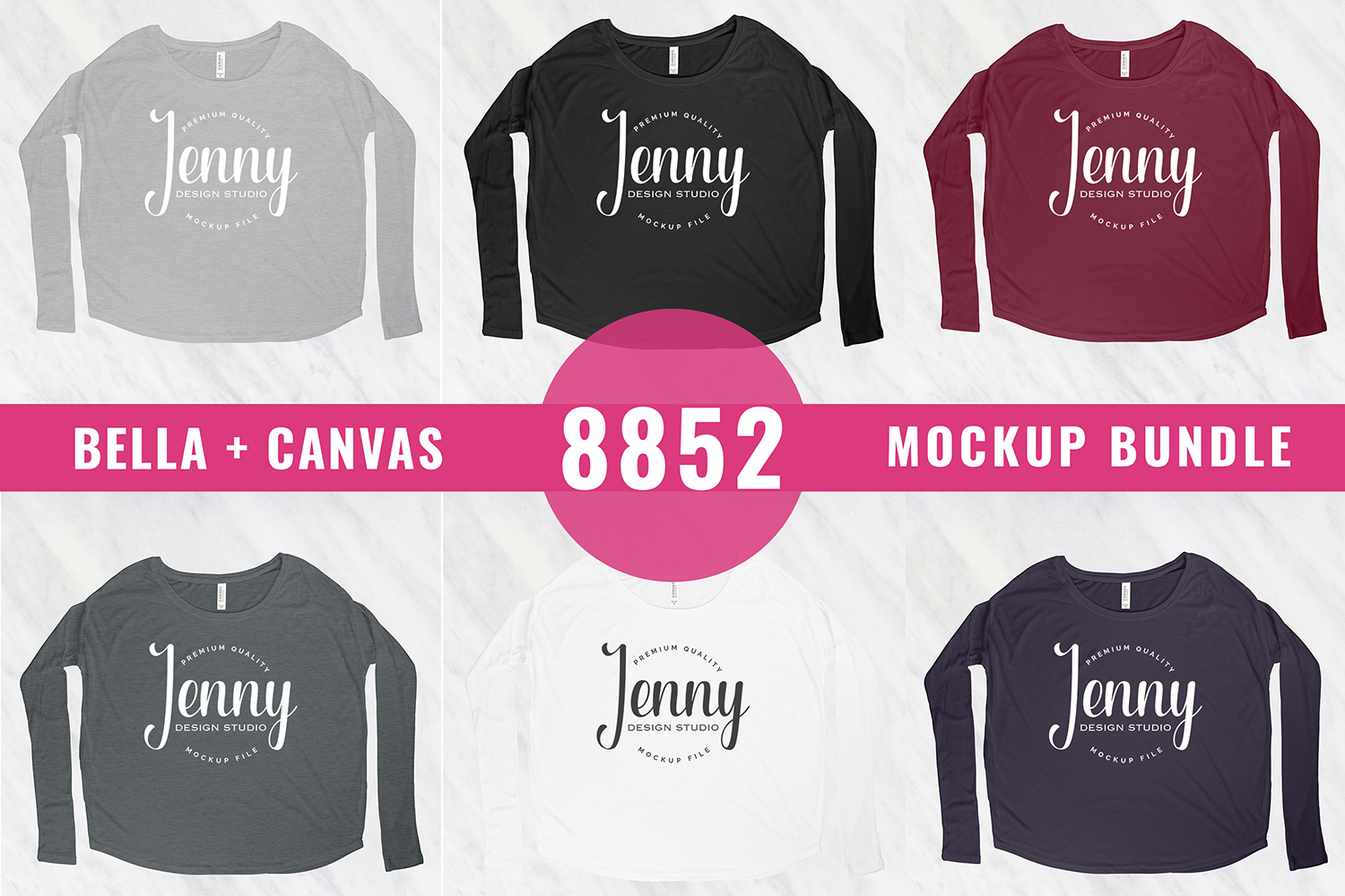 Download Bella Canvas 8852 Mockup Bundle, Womens Flowy Long Sleeve