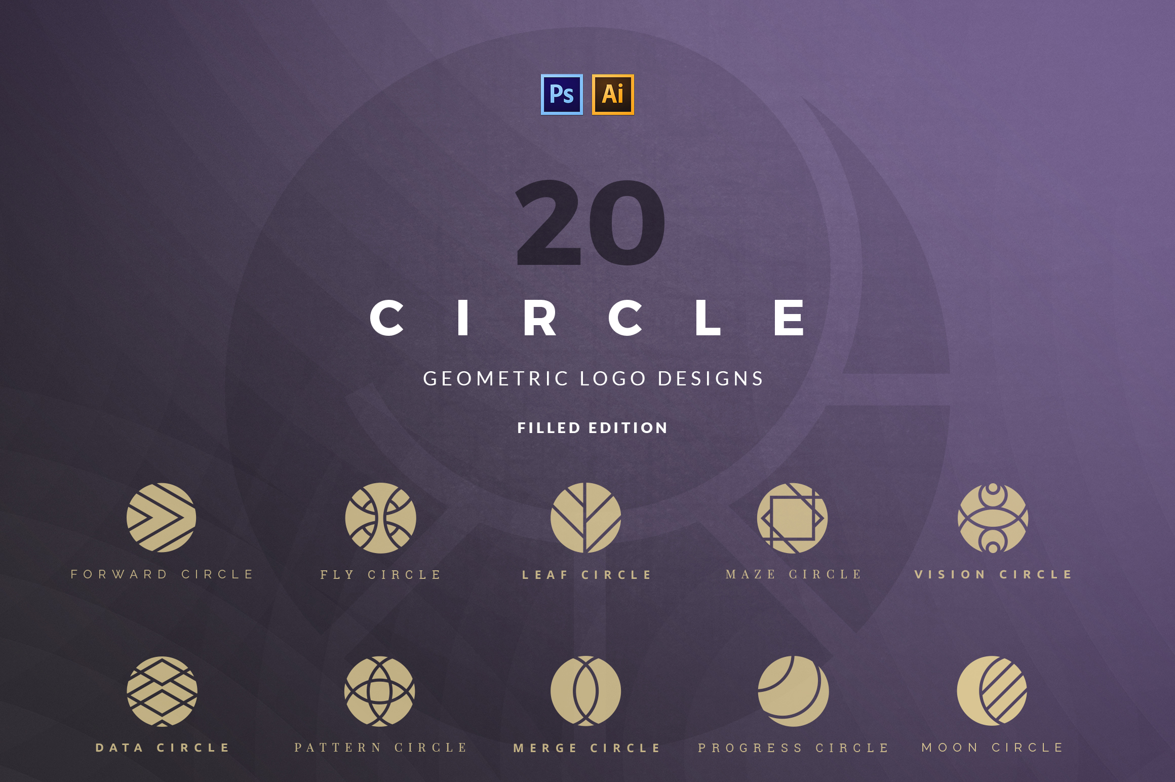 20 Circle Geometric Logos Filled