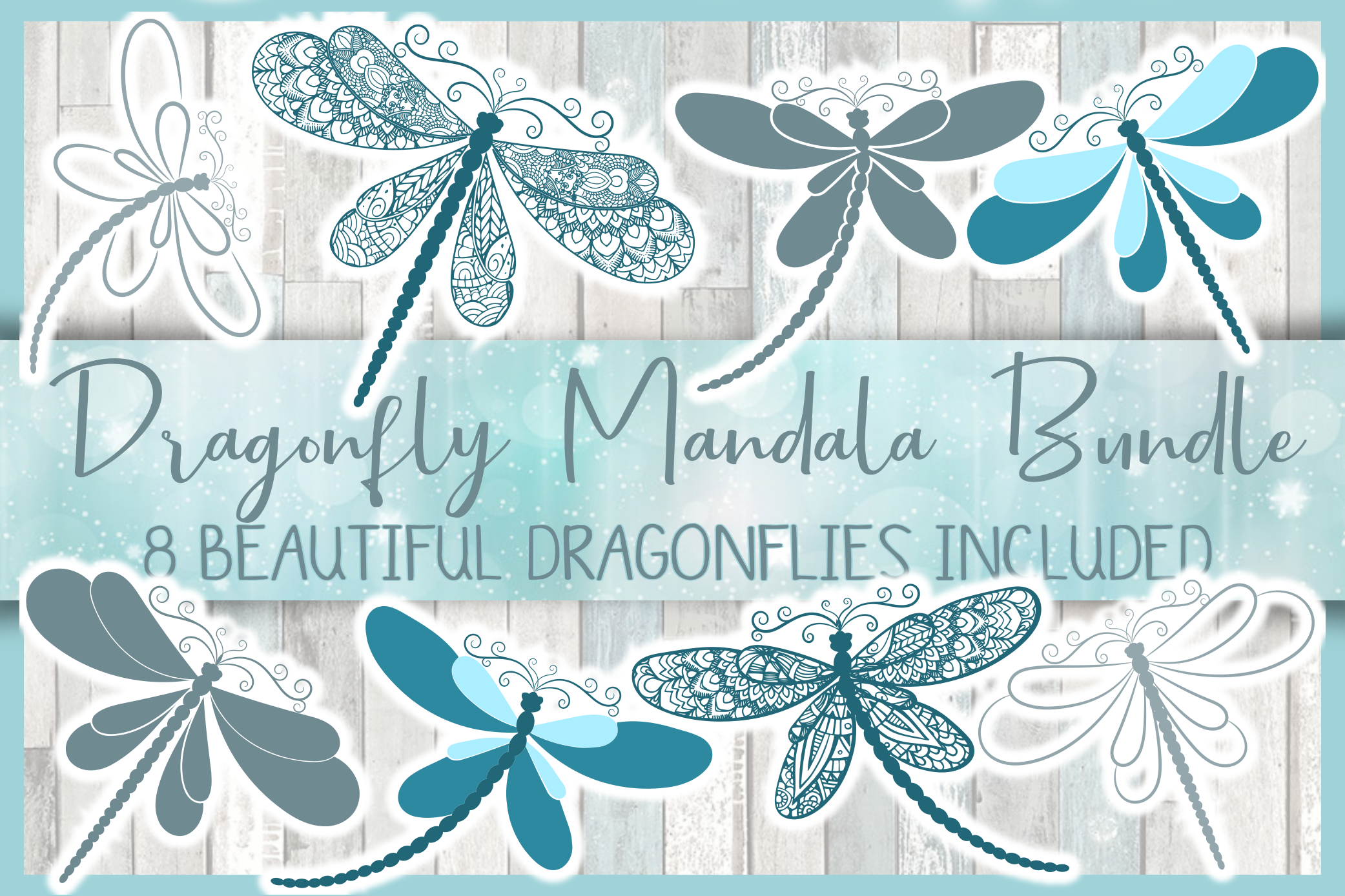 Dragonfly Mandala Zentangle Bundle Svg Dxf Eps Png Pdf Files