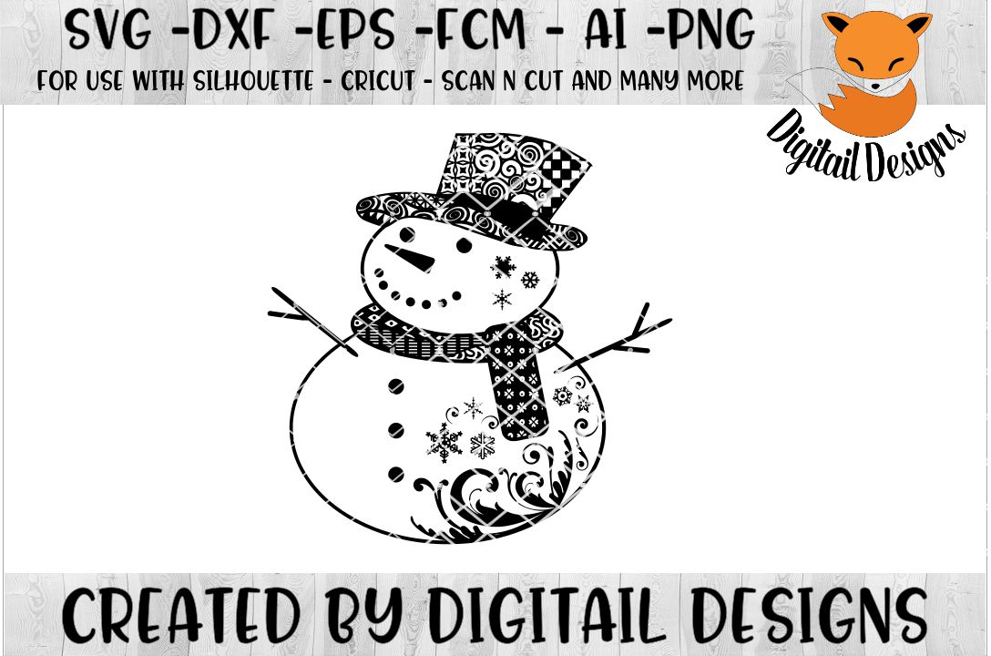 Download Zentangle Snowman SVG for Silhouette, Cricut