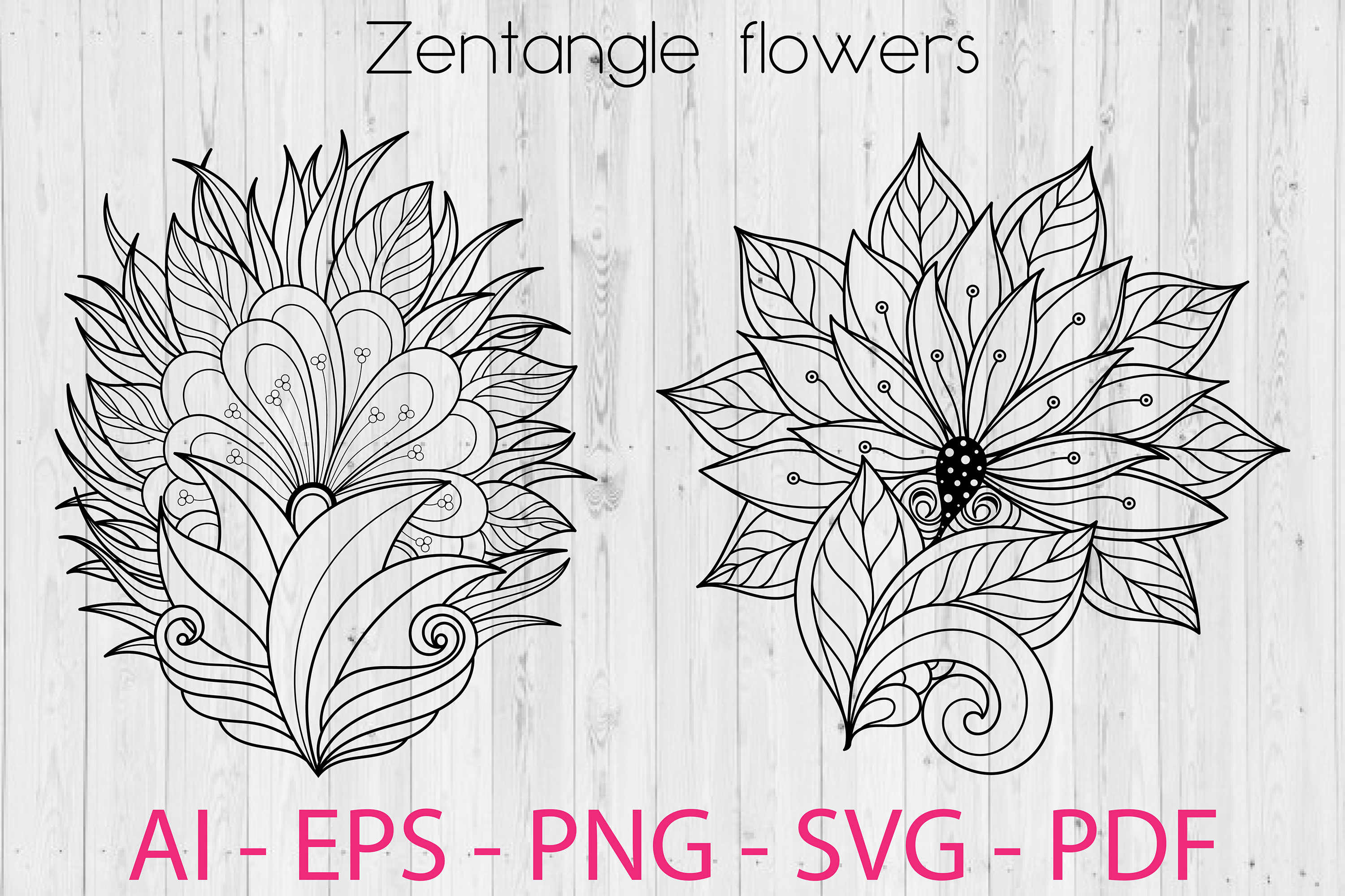 Zentangle Flowers SVG files