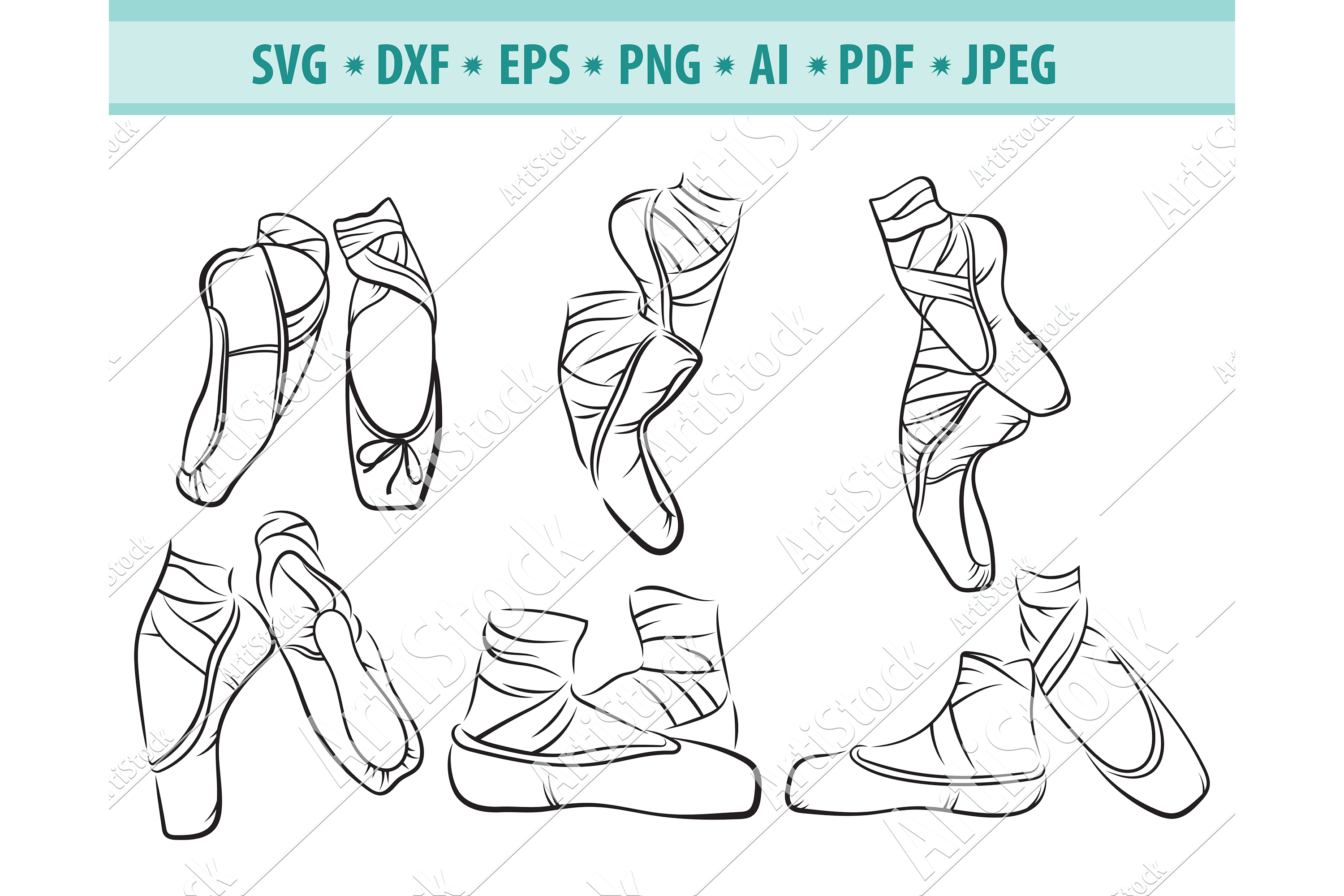 Download Ballet Shoes SVG, Ballerina Svg, Ballet Dancer Dxf, Png, Eps (521720) | SVGs | Design Bundles