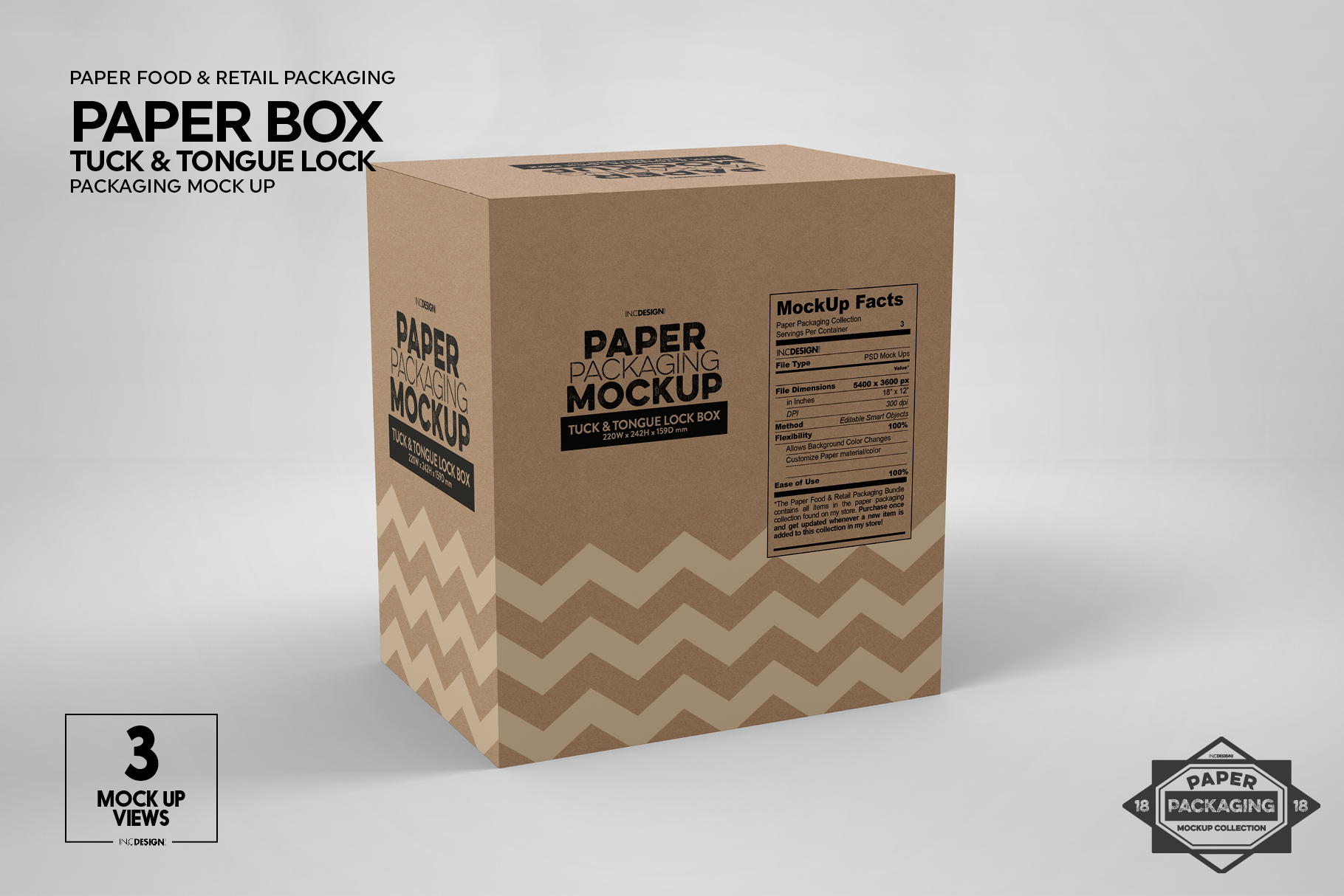 Download Paper Box Tuck & Tongue Lock Packaging Mockup