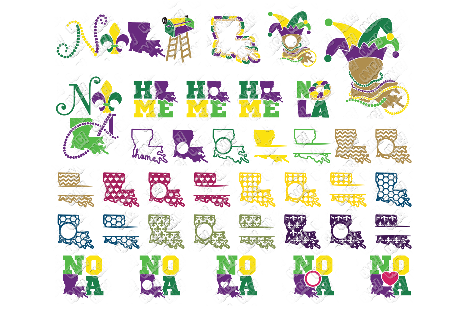 Download Louisiana SVG New Orleans Bundle in SVG, DXF, PNG, EPS, JPG