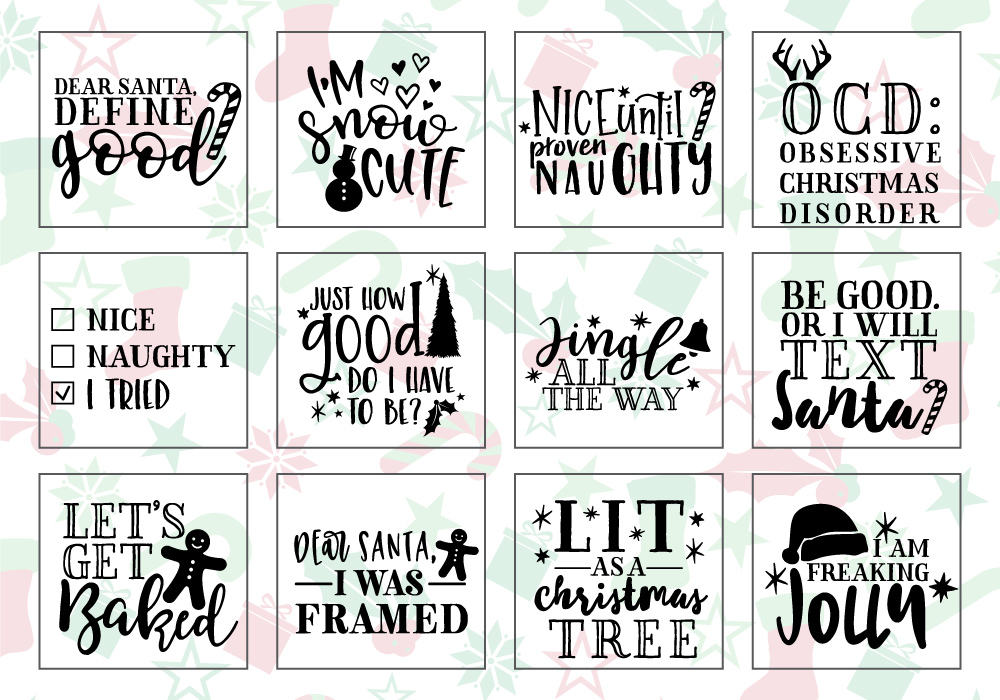 Funny Christmas Phrases SVG Cut File Bundle