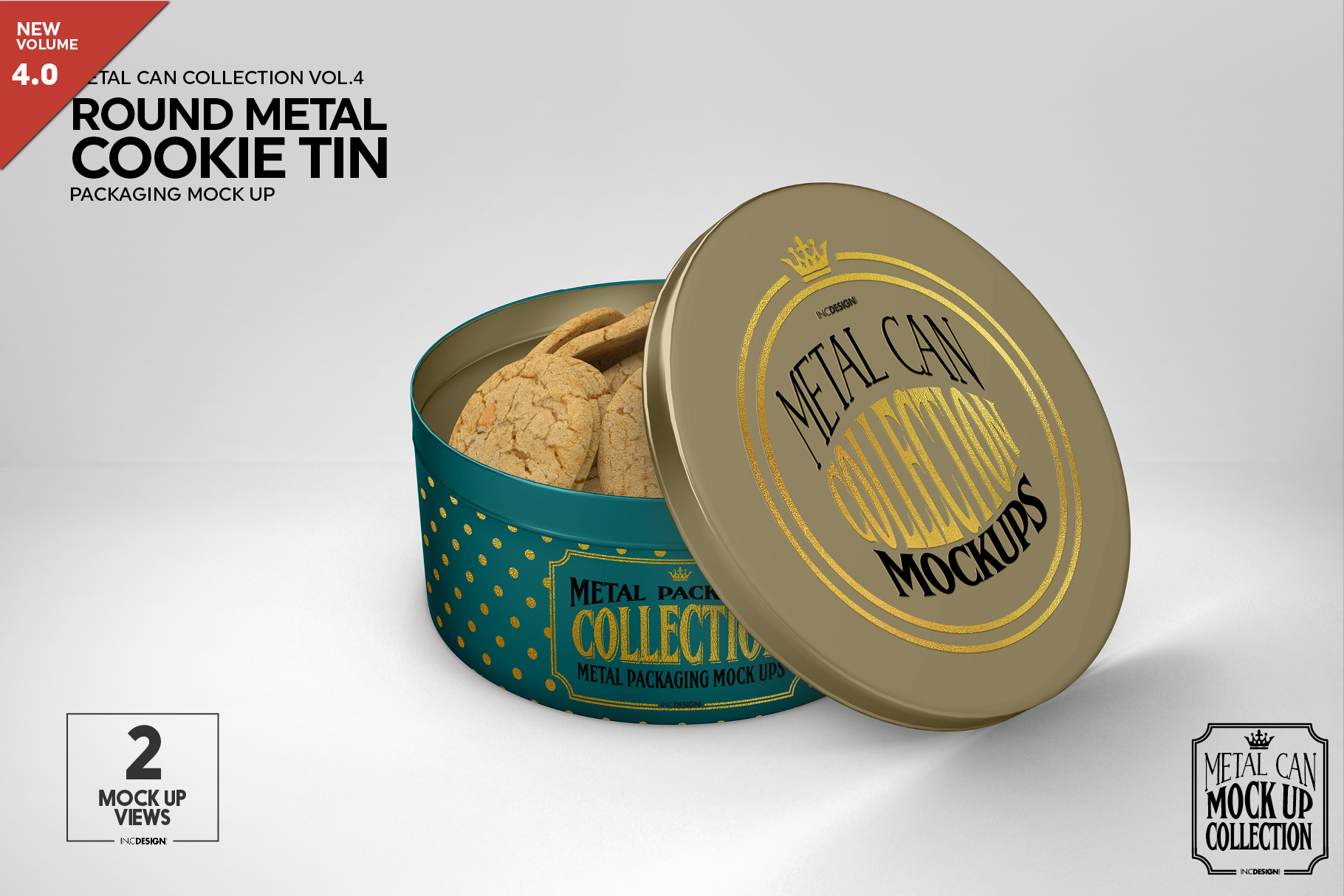 Download Metal Round Cookie Tin Packaging Mockup