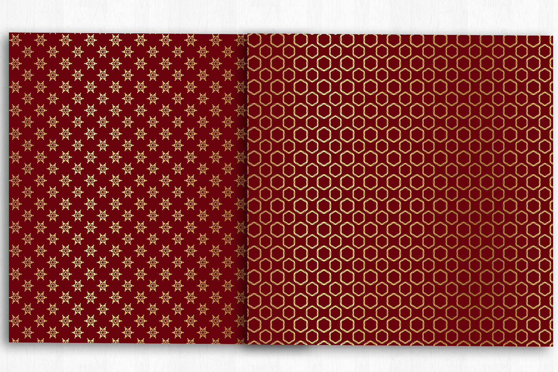 Burgundy Gold Geometric Seamless Patterns