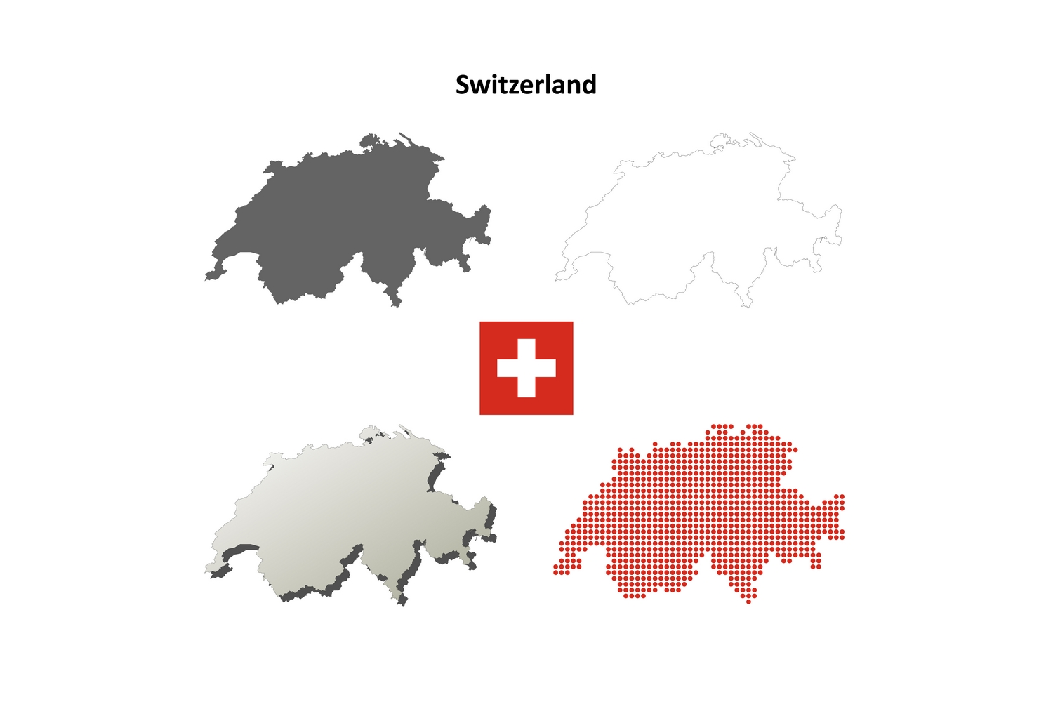 Switzerland outline map set (320119) | Illustrations ...