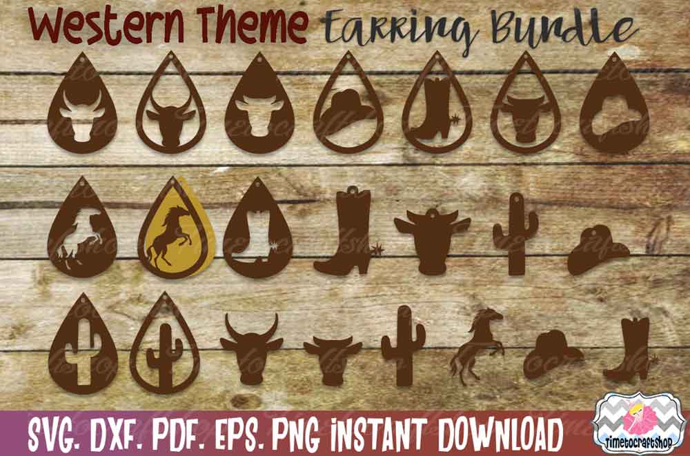 Svg Dxf Pdf Png And Eps Western Earring Template Bundle