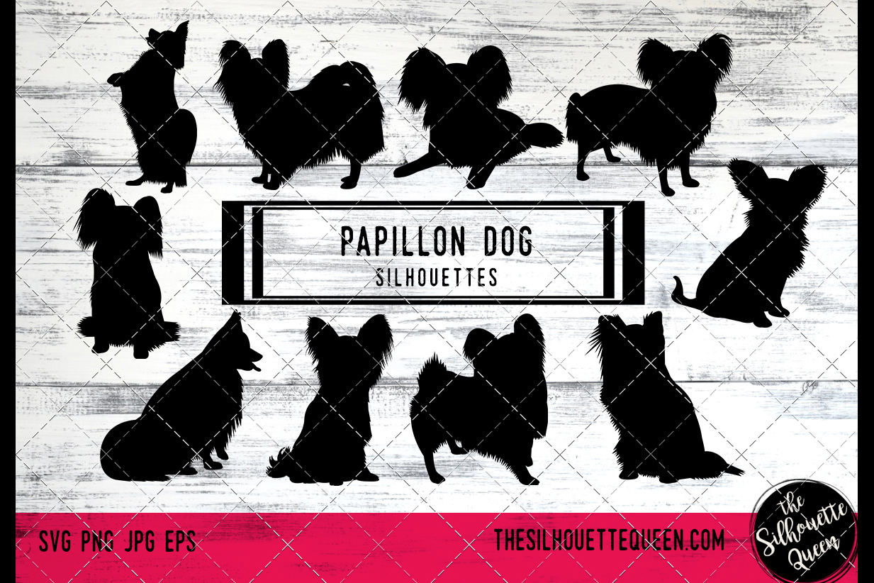 Papillon Dog svg files cricut, silhouette clip art, Vector i