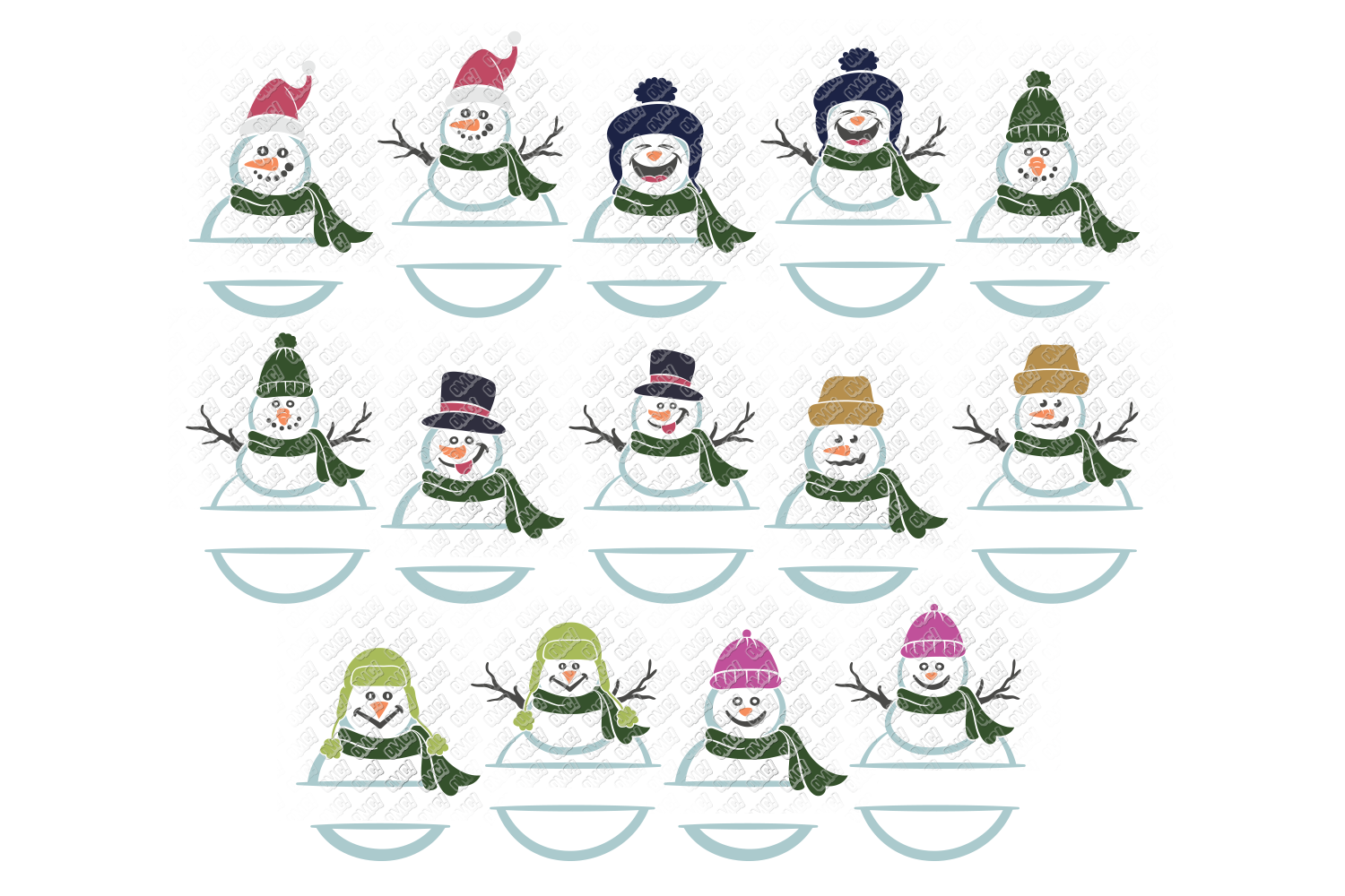 Snowman SVG Monogram Christmas in SVG, DXF, PNG, EPS, JPEG (149961