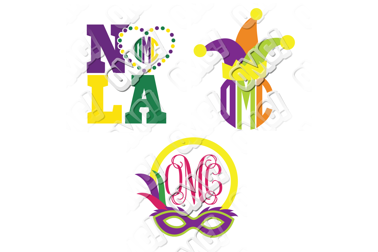 Download Mardi Gras Monogram Frames SVG Bundle