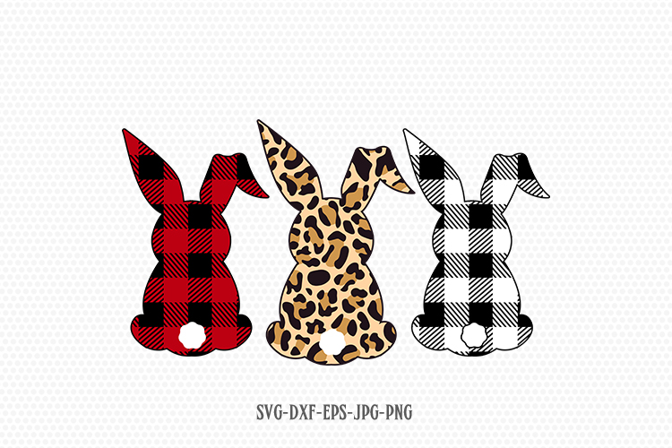 Buffalo plaid cheetah print easter bunny svg, Easter rabbit