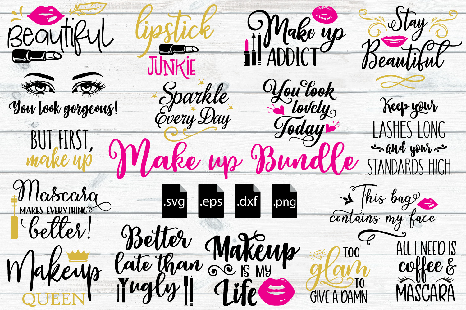 Download Make up Quotes Bundle SVG, EPS, DXF, PNG (104056) | SVGs ...