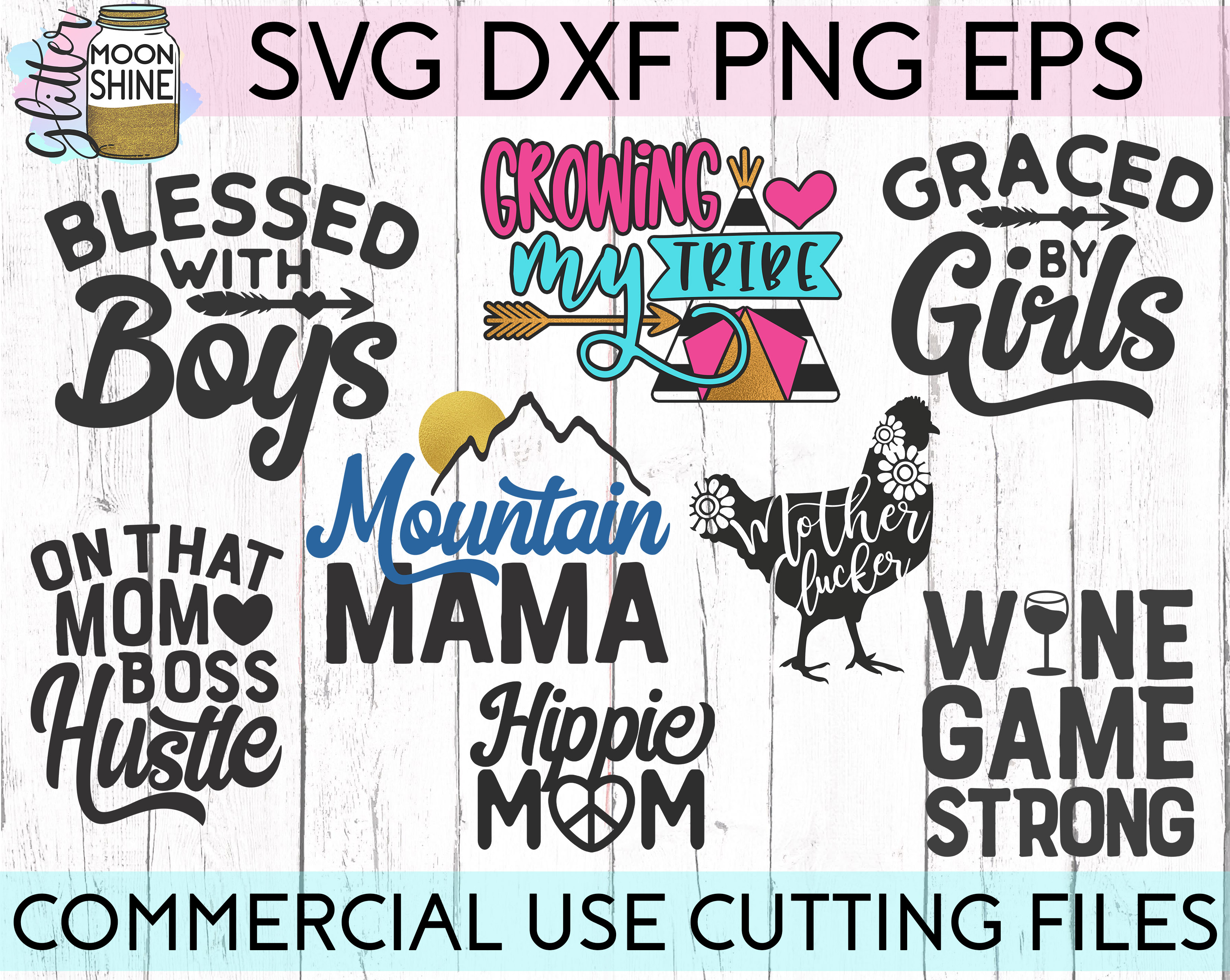 Download Mom Life Bundle 3 SVG DXF PNG EPS Cutting Files