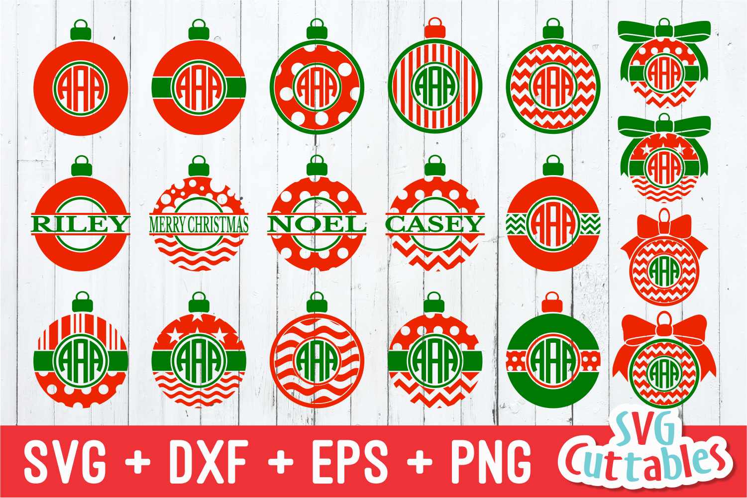 Christmas ornament monogram frames (35480) | Cut Files | Design Bundles