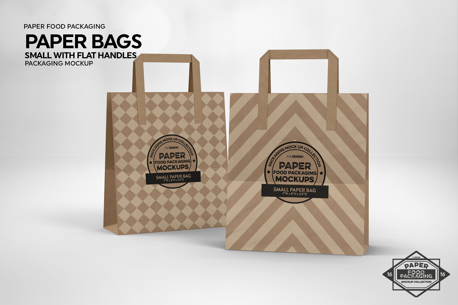 SMALL Paper Bag with Flat Handles Packaging MockUp (284101) | Branding | Design Bundles