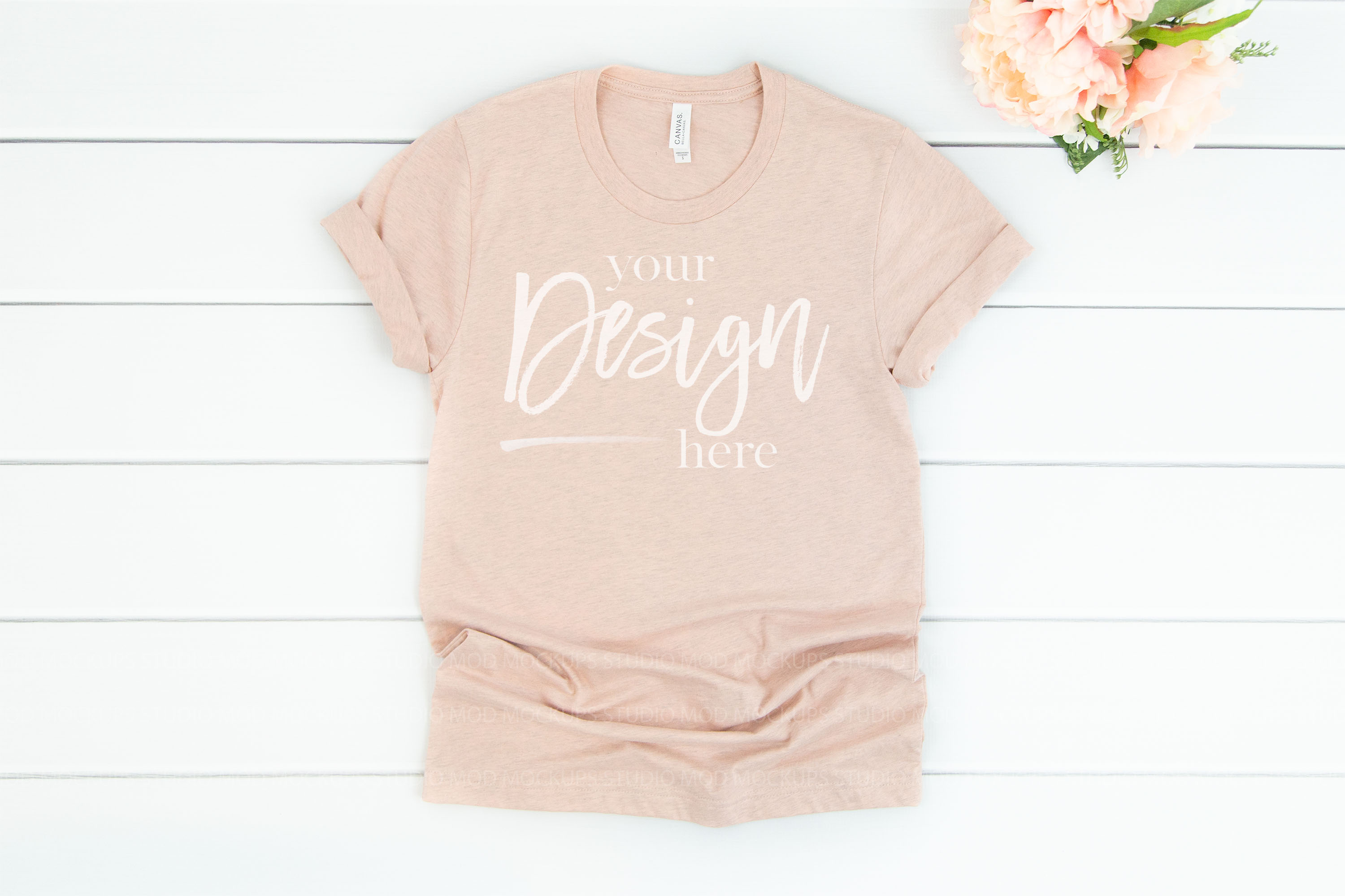 Download Heather Prism Peach T-Shirt Mockup 3001 Bella Canvas Mock up (257568) | Mock Ups | Design Bundles