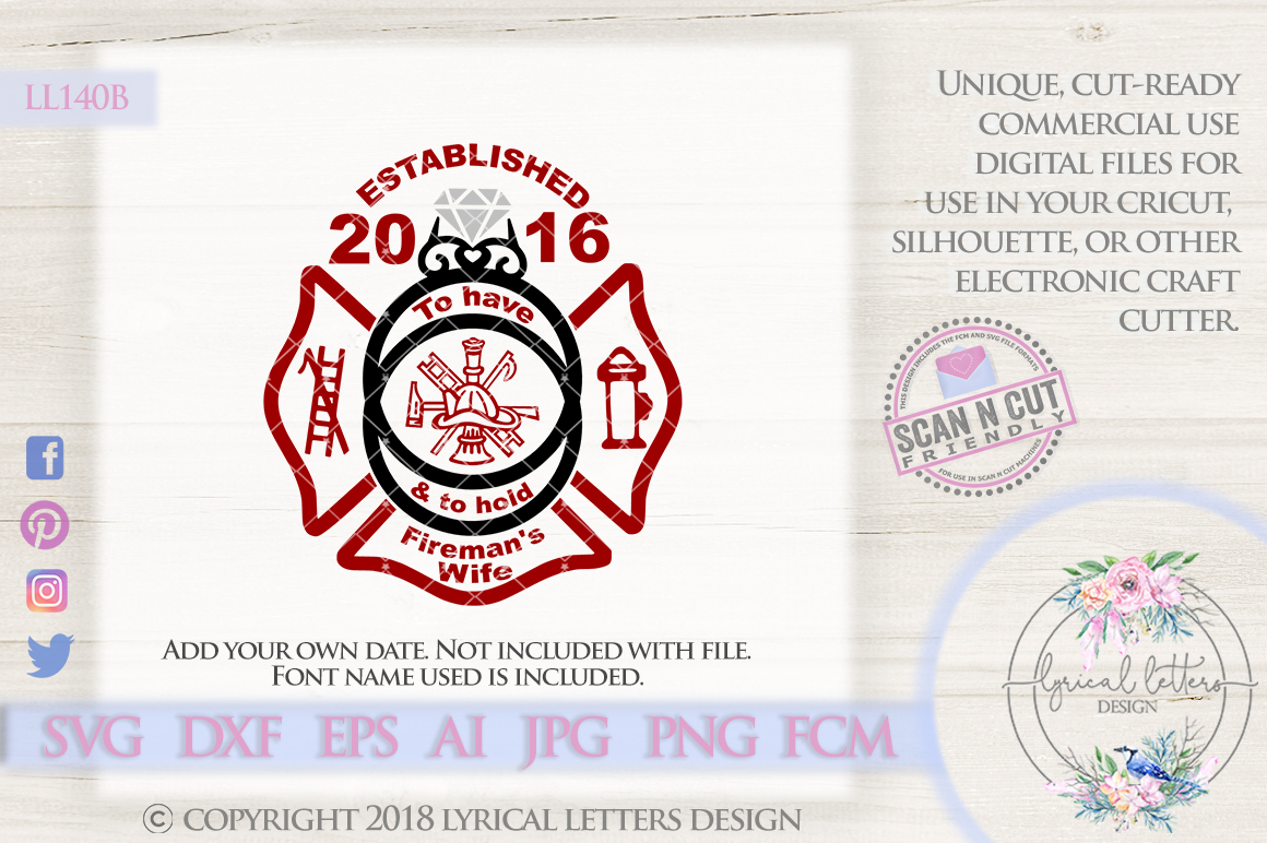 Download Fireman Wife SVG Cut File LL140B