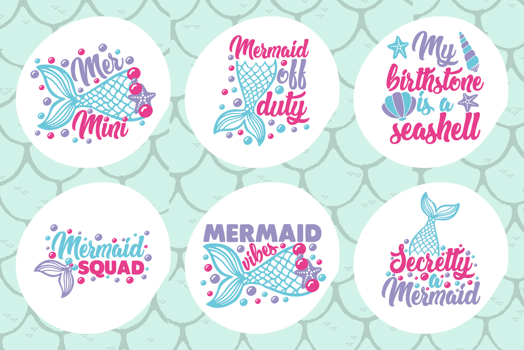 Download Mermaid Bundle SVG, Mermaid Birthday Pack SVG DXF Cut Files