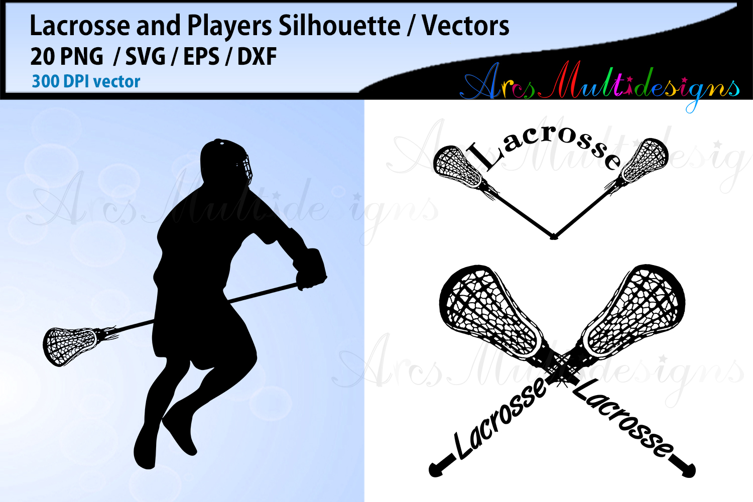 Lacrosse Silhouettes SVG / Lacrosse vector silhouettes (158177 ...