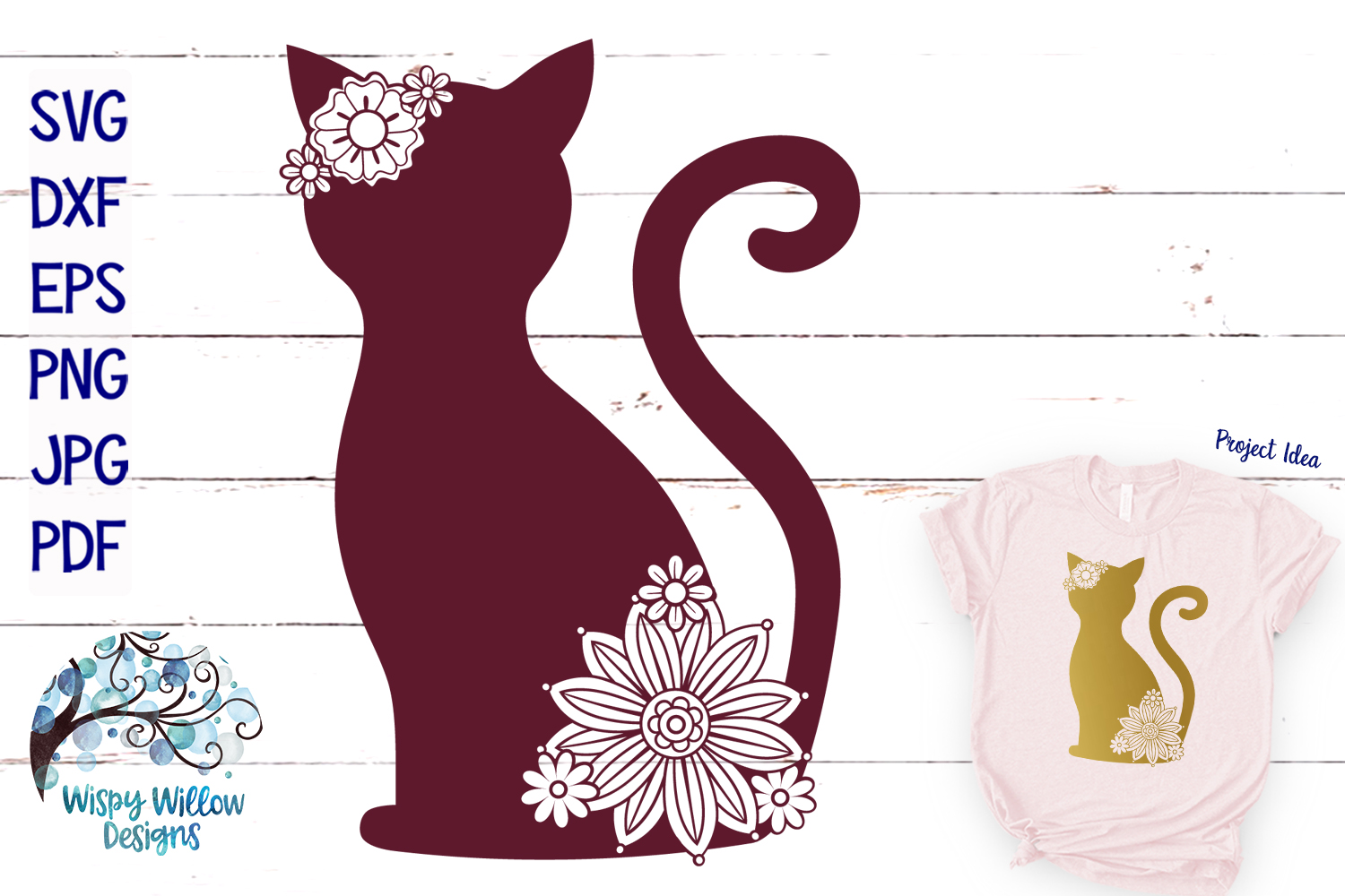 Download Floral Cat SVG Cut File