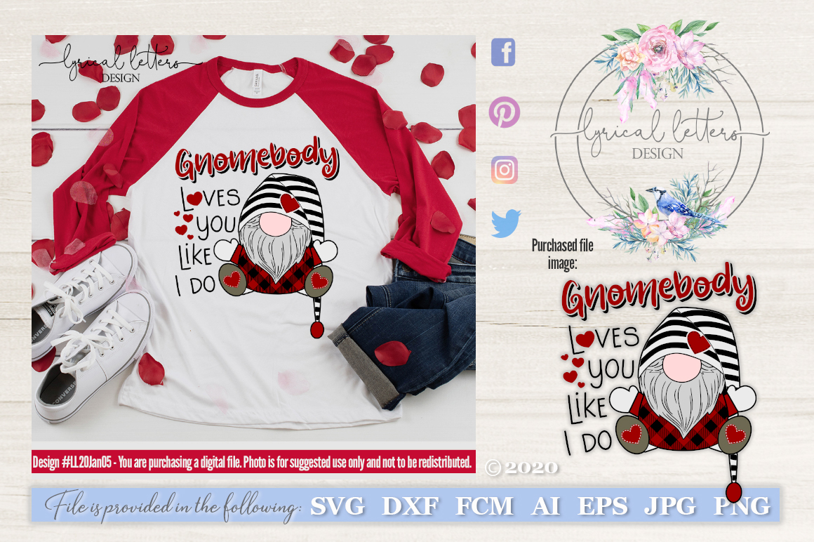 Download Gnomebody Loves You Valentine's Day SVG Cut File LL20Jan05 (430585) | Cut Files | Design Bundles