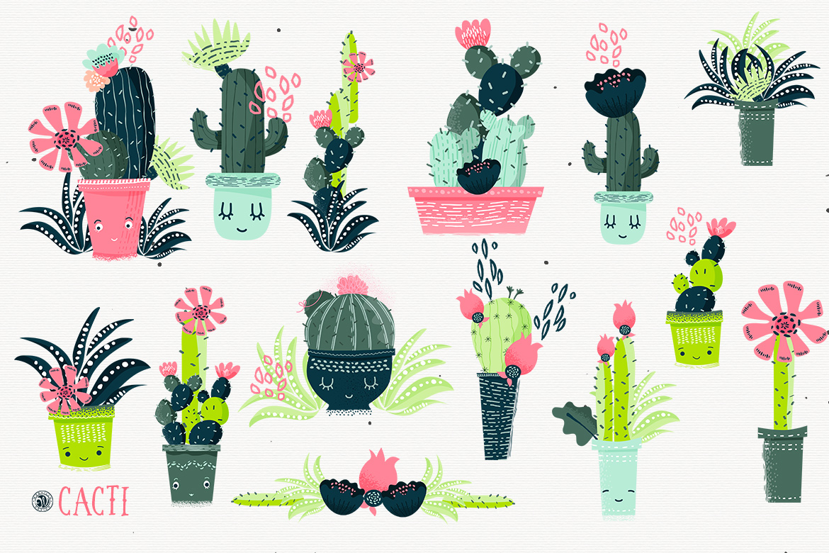 Cacti With Smiling Pots example image 6.