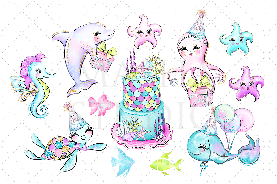 MERMAID BIRTHDAY clipart