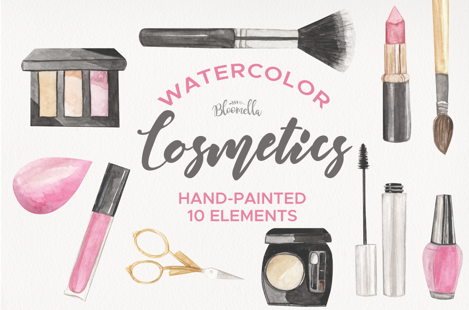 Watercolor 10 Elements Cosmetics Beauty Makeup Pink Gloss