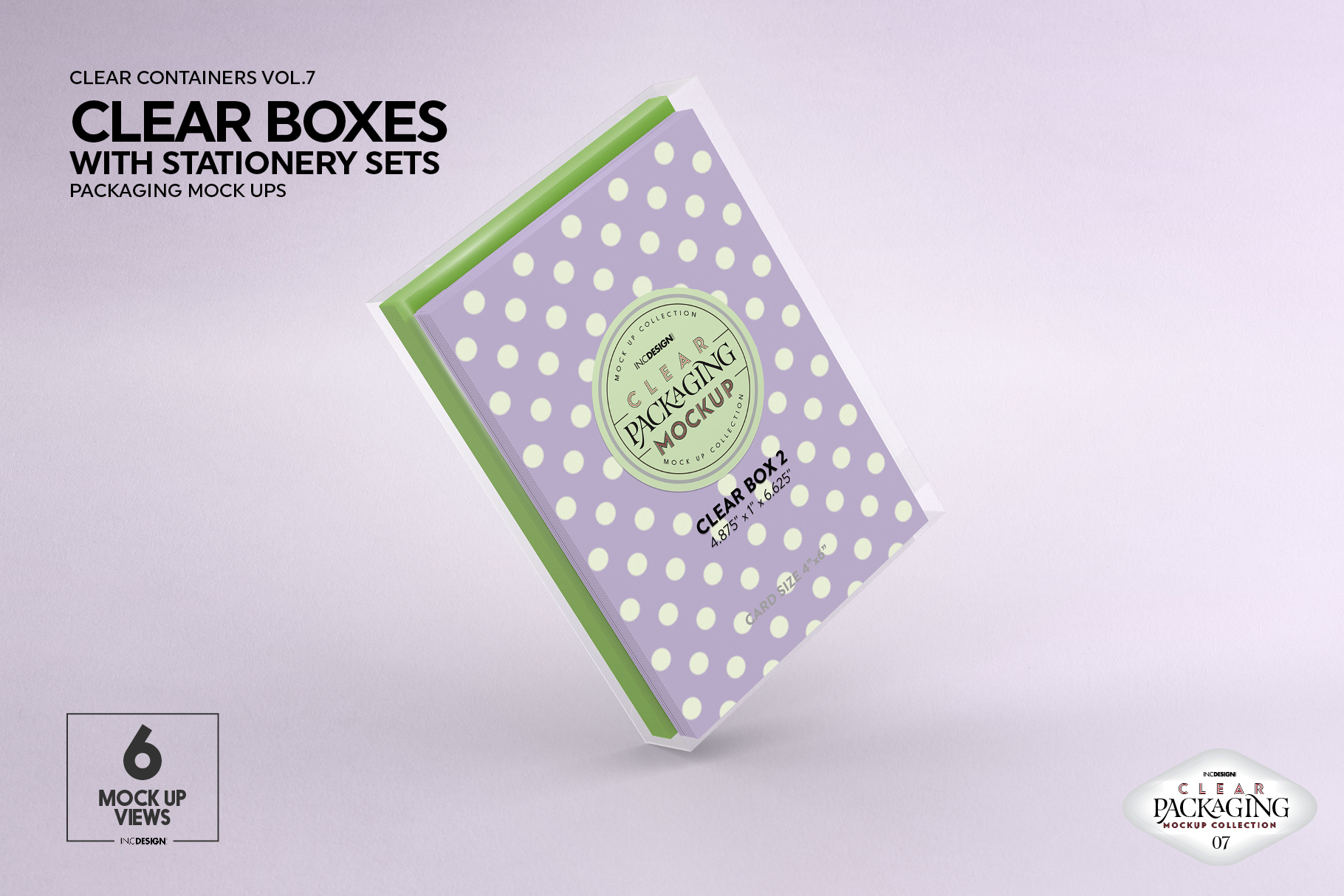 Download Clear Vertical Boxes with Stationery Set Packaging Mockup