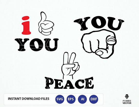 Download Hand Signs - Like, Peace, You. Hand signs Svg. Hand Signs Dxf, Svg, Png, Eps, Silhouette Cut ...