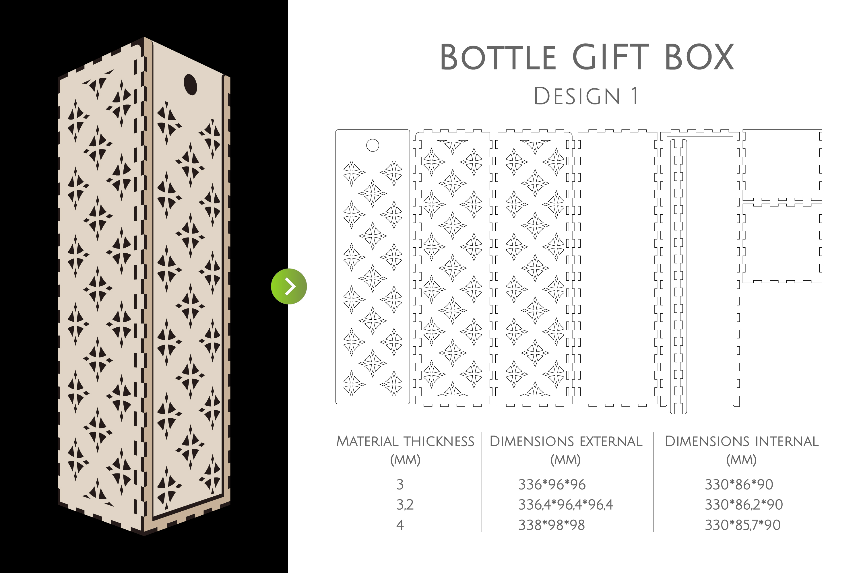 3 Bottle gift box SVG templates, Wine box, Anniversary gift (445835
