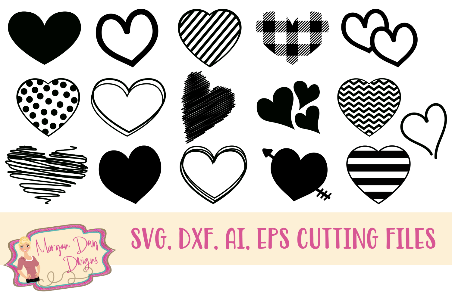 Heart Doodles SVG, DXF, AI, EPS, PNG, JPEG