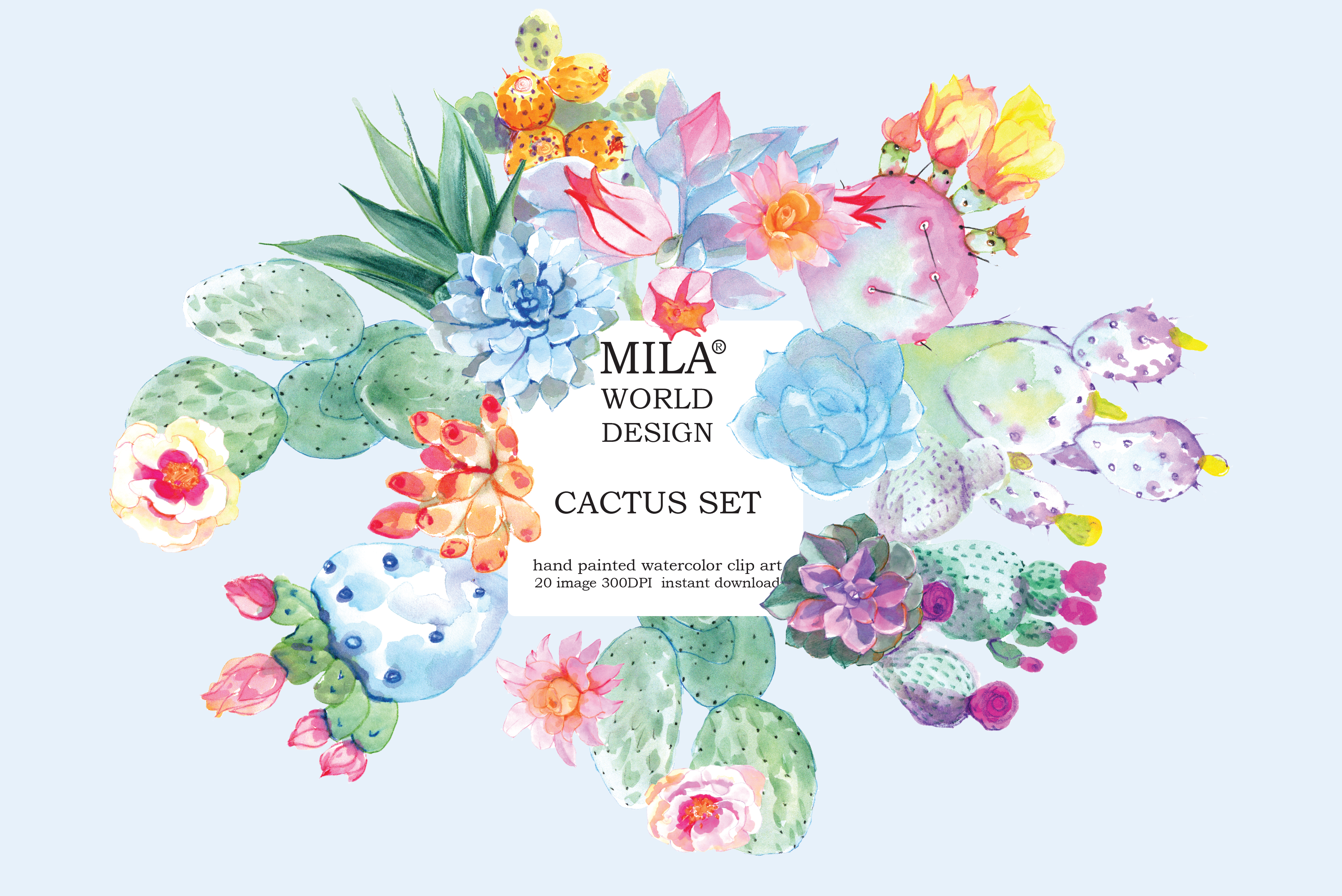 Watercolor CACTUS SET clipart