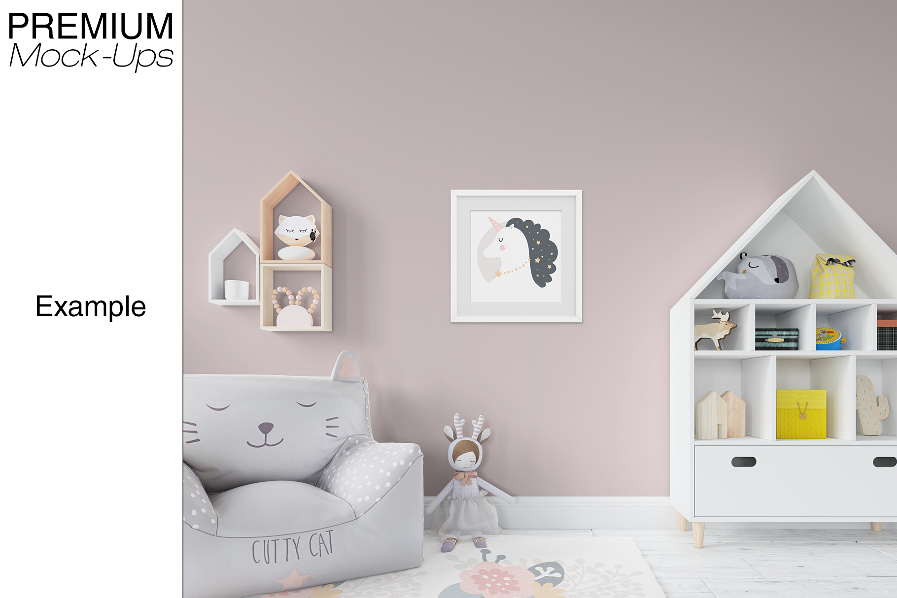Download Kids Room - Wall Carpet & Frames (97642) | Mock Ups | Design Bundles