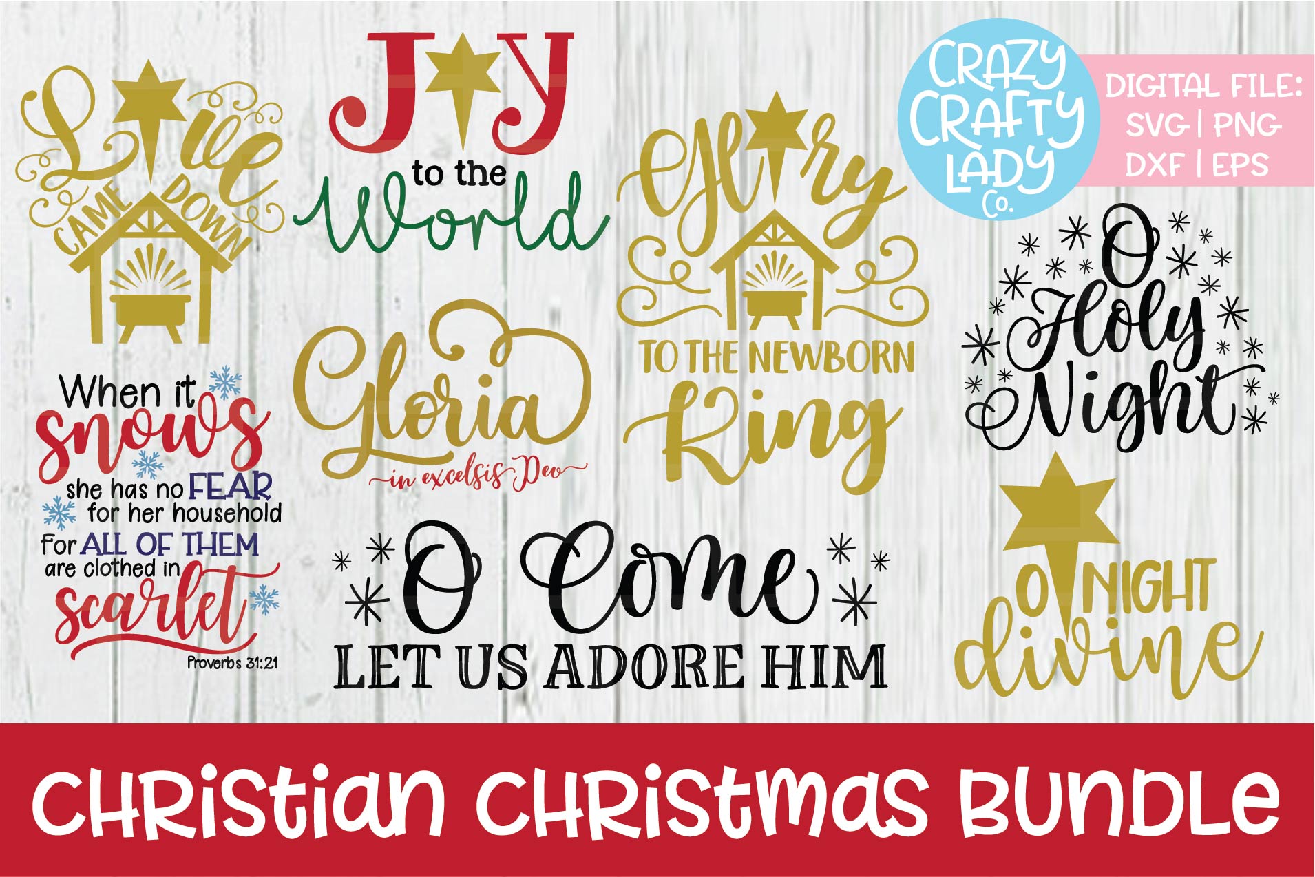 Download Christian Christmas Bundle SVG DXF EPS PNG Cut Files