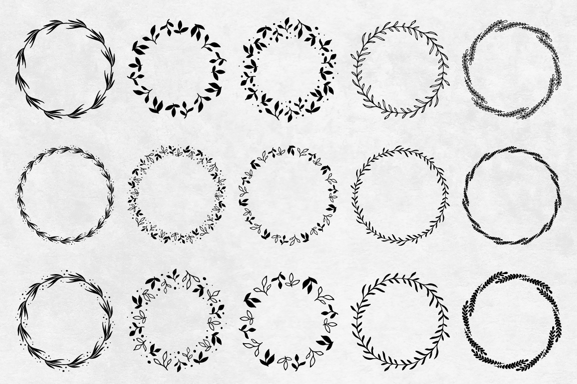 Hand Drawn Wreaths, Borders and Pattern Brushes