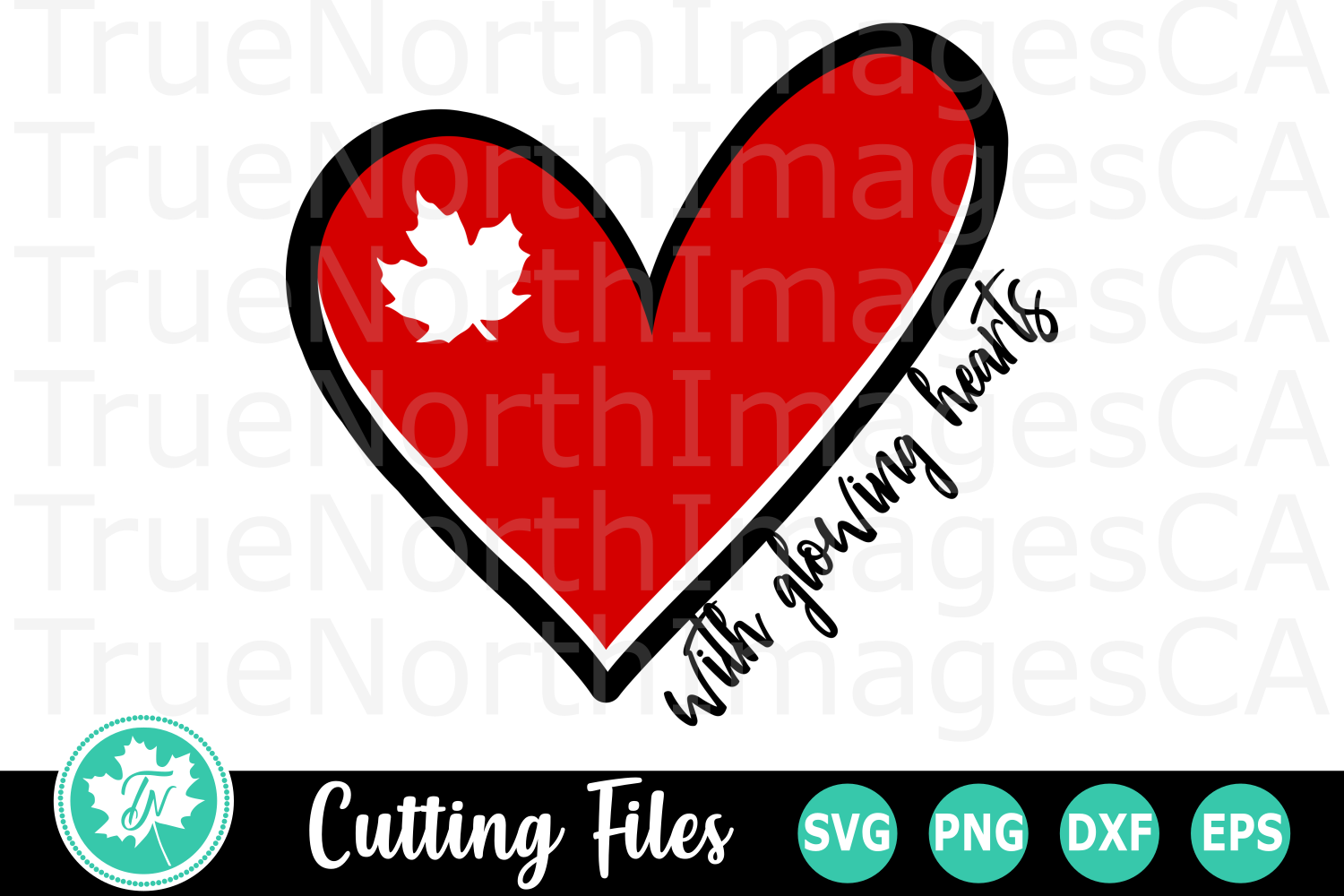 Download With Glowing Hearts - A Canada SVG Cut File (278921) | Cut ...