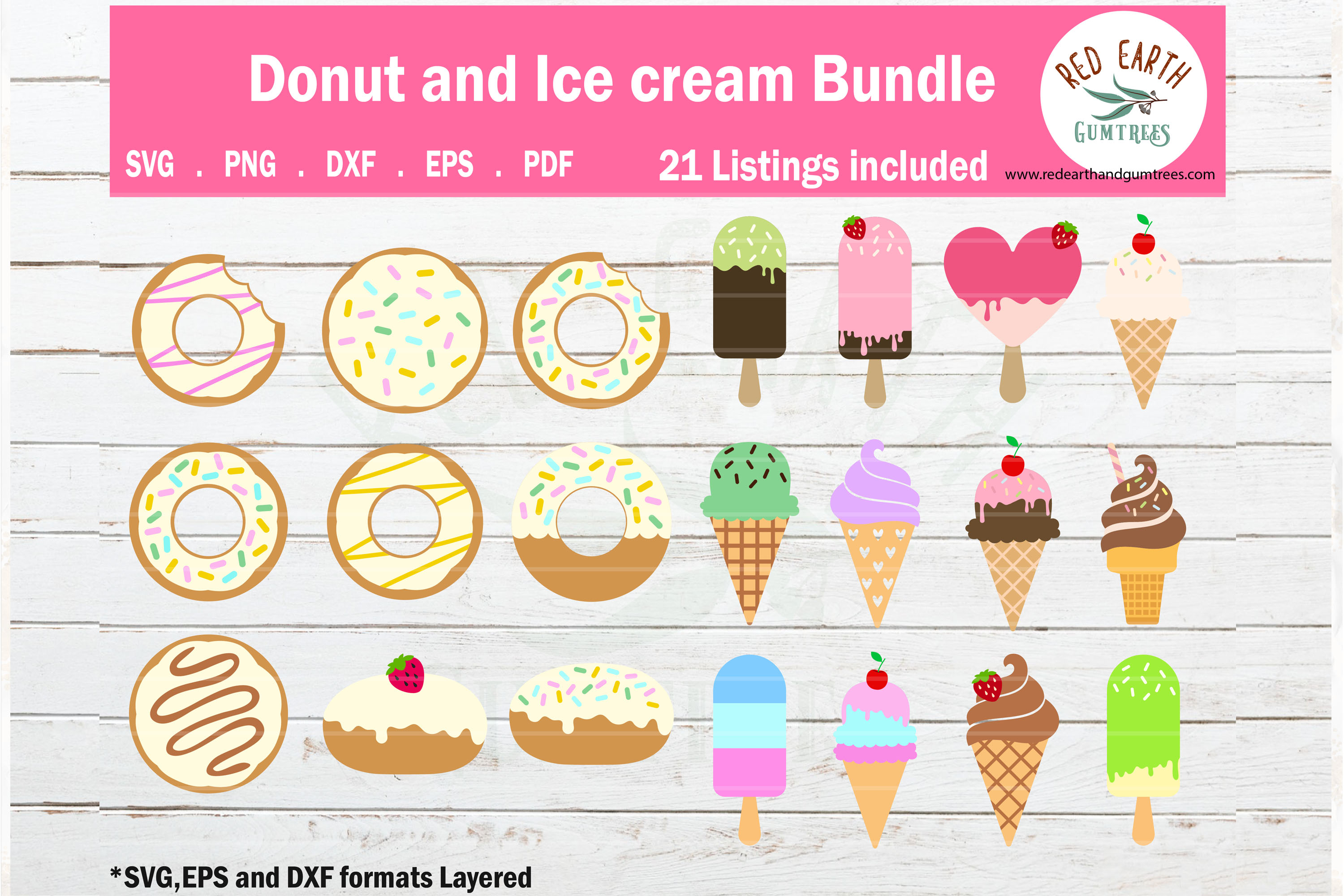 Download Ice cream and donuts bundle, sweet treats bundle SVG,PNG,DXF