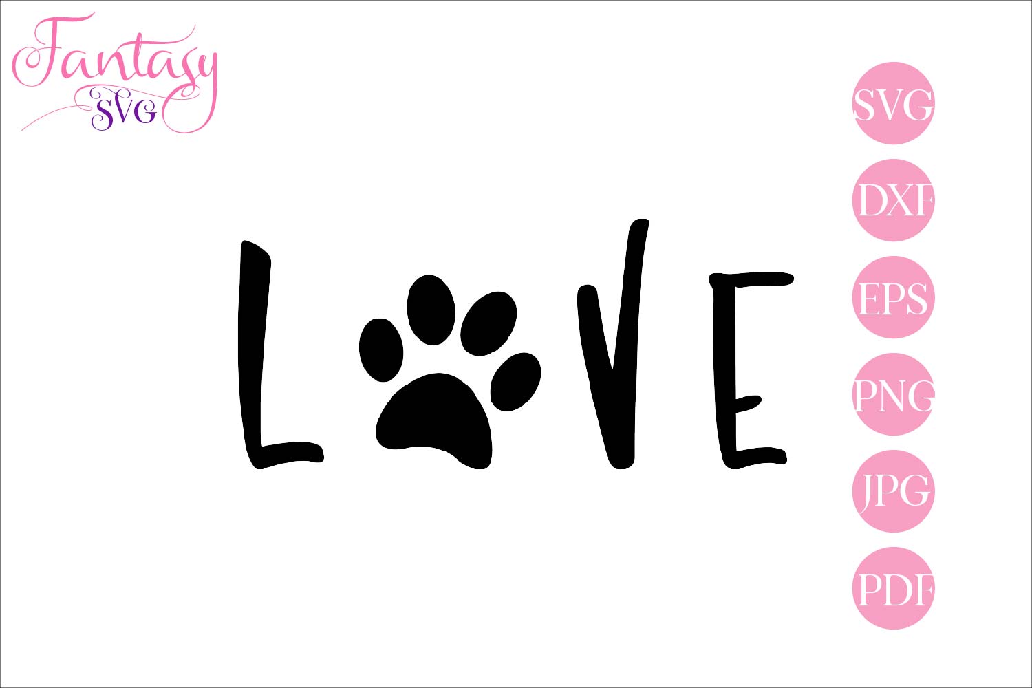 Download Love with paw print svg cut file for silhouette and cricut