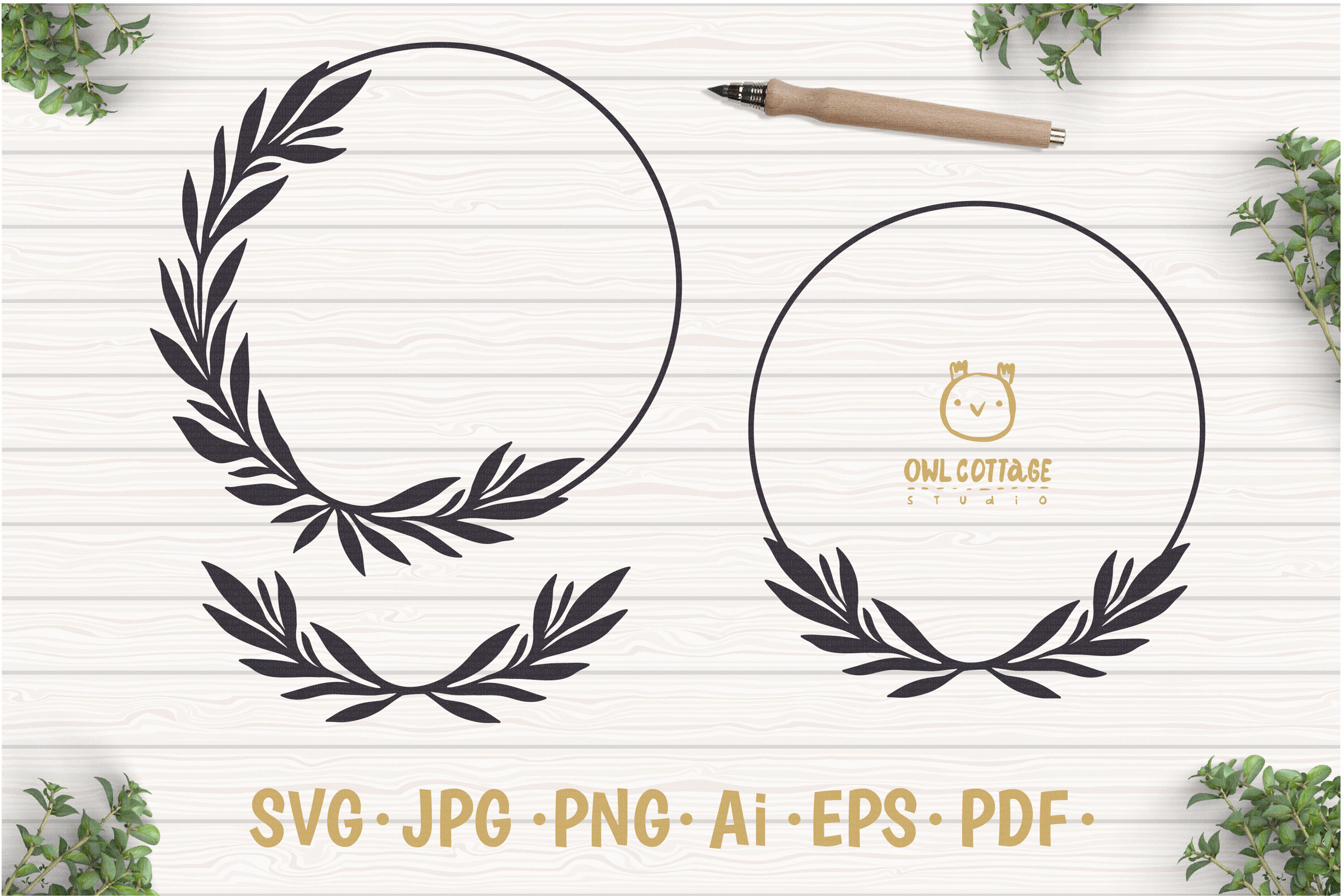 Download Laurel Leaf Wreath SVG, Floral Monogram, Wedding Sign ...