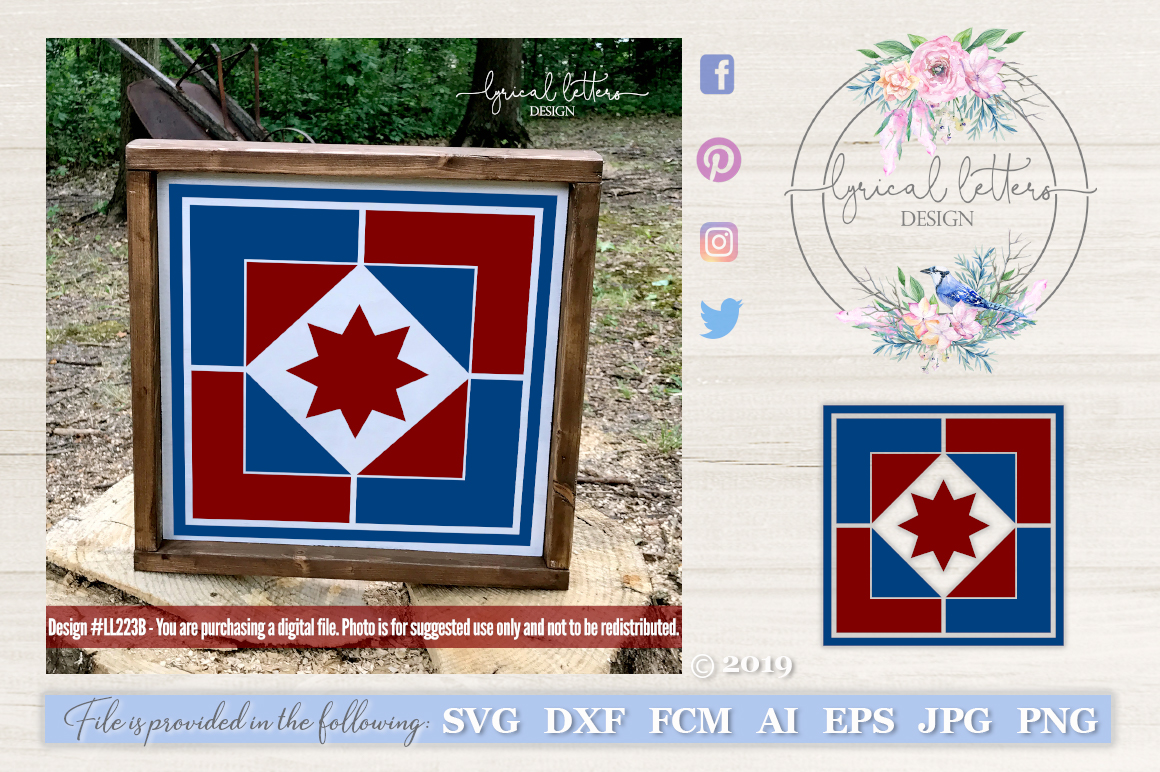 Download Barn Quilt Pattern Design 2 SVG DXF FCM LL223B (63898 ...