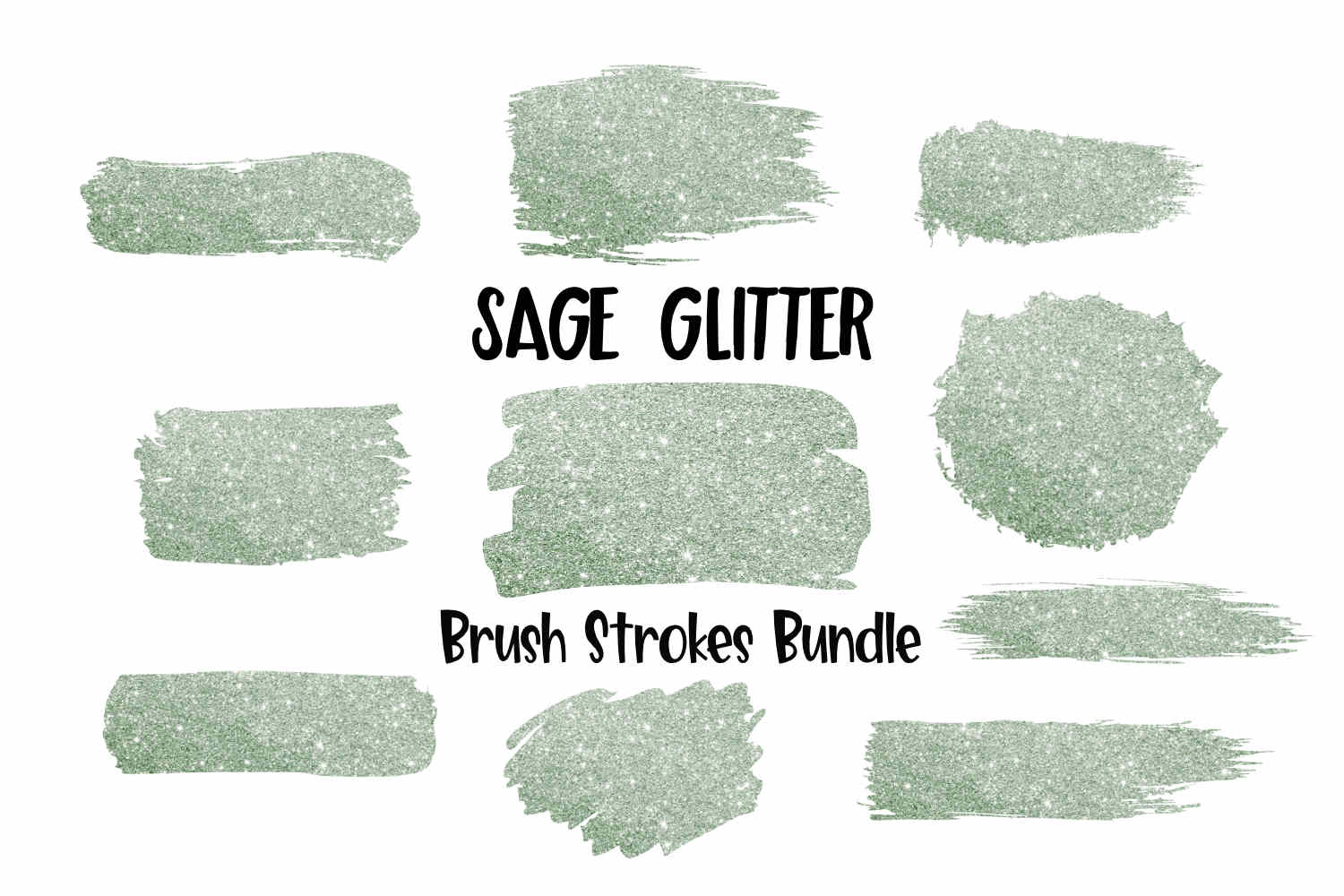 Sage Green Glitter Brush Strokes Background Bundle PNG (251867