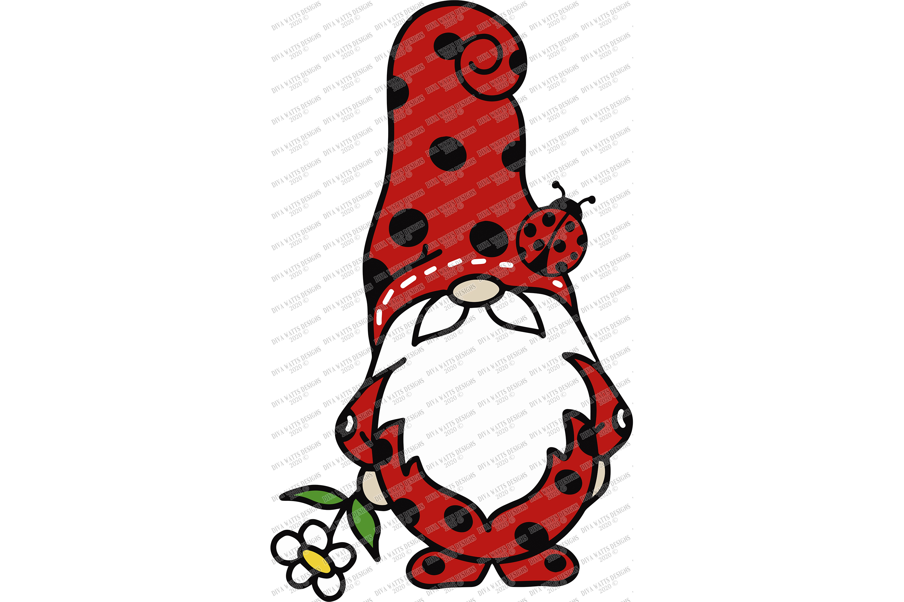 Download Farmhouse Lady Bug Gnome - Cutting File - Clipart - SVG PNG