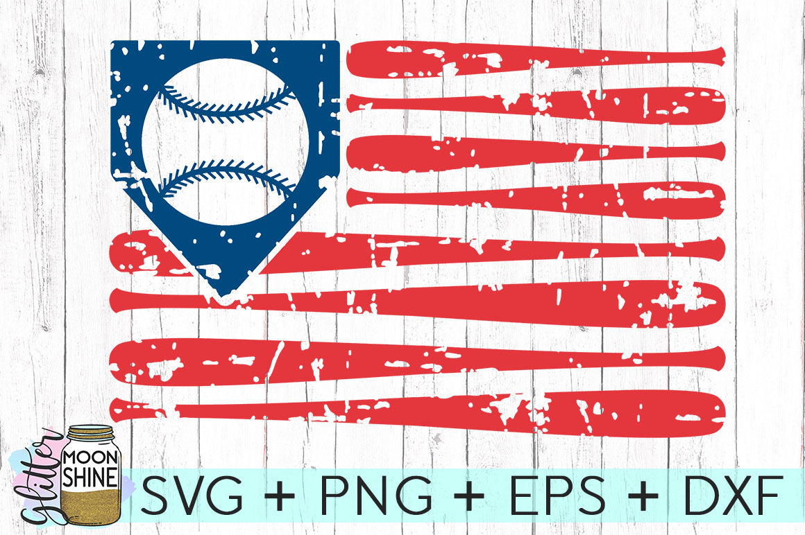 Distressed Baseball American Flag SVG DXF PNG EPS Cutting Files